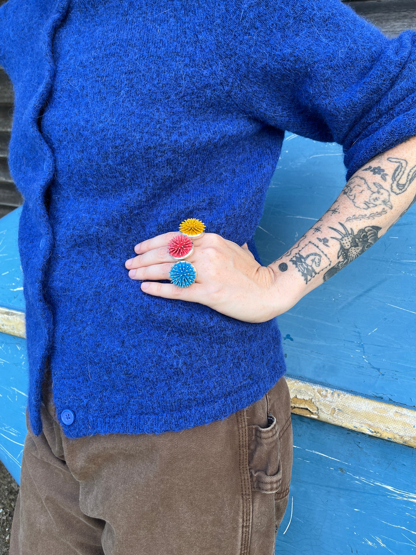 Spike ring - Blue