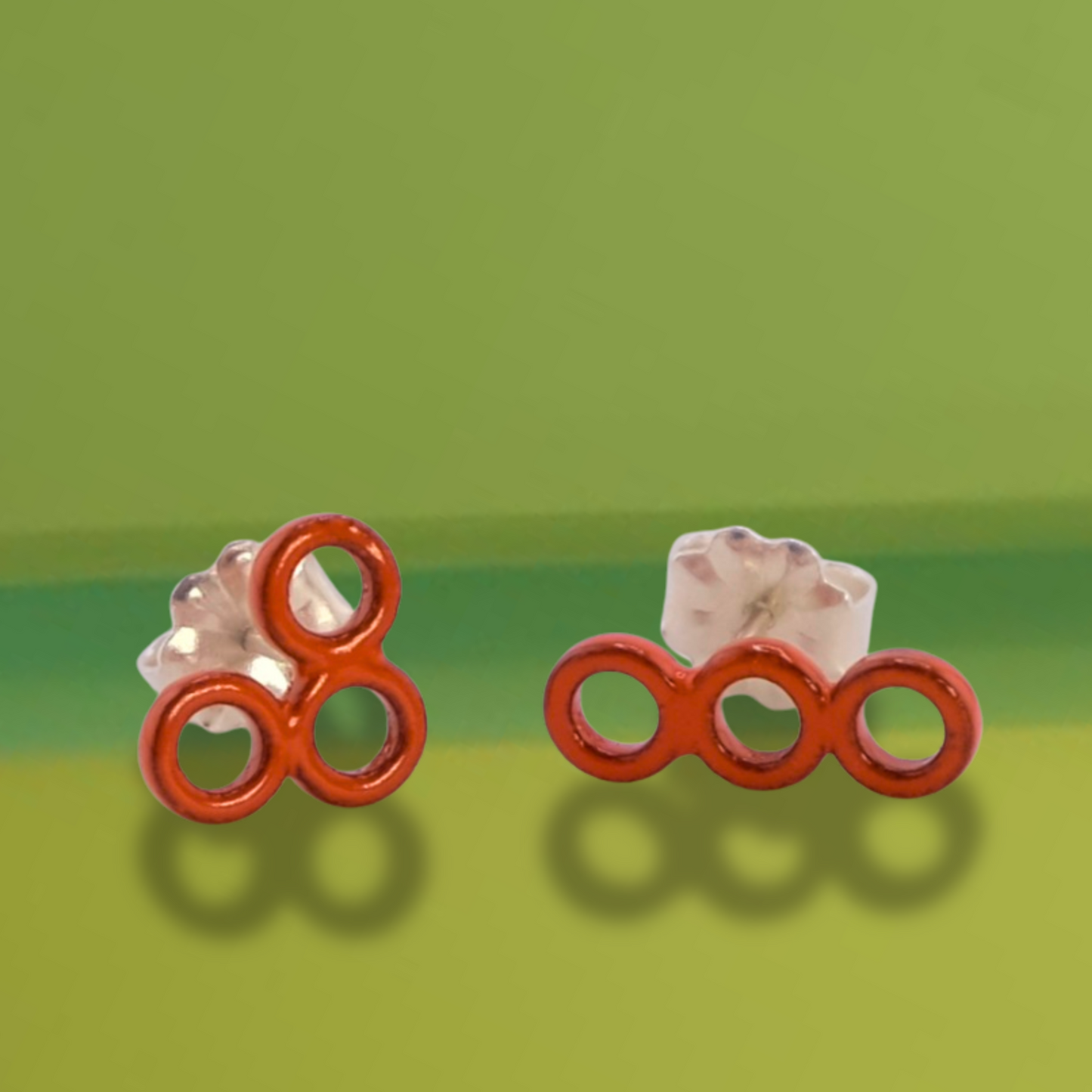 Silly circle studs - 1970's orange